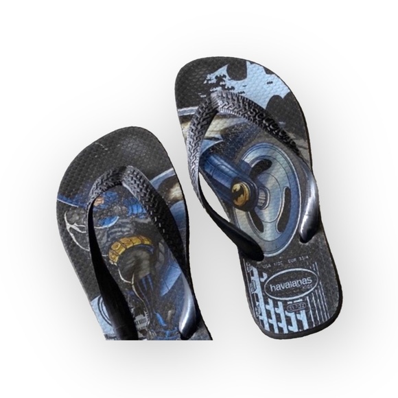 Havaianas ☻ Batman Print Flip Flops ☻ Brazilian Beach Sandals ☻ Black Size 1 2 - Picture 3 of 16